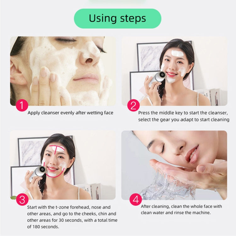 SK0306B 4-In-1 Electric Facial Cleansing Brush To Clean Pores And Blackheads Makeup Remover Brush Waterproof Silicone Cleansing Instrument