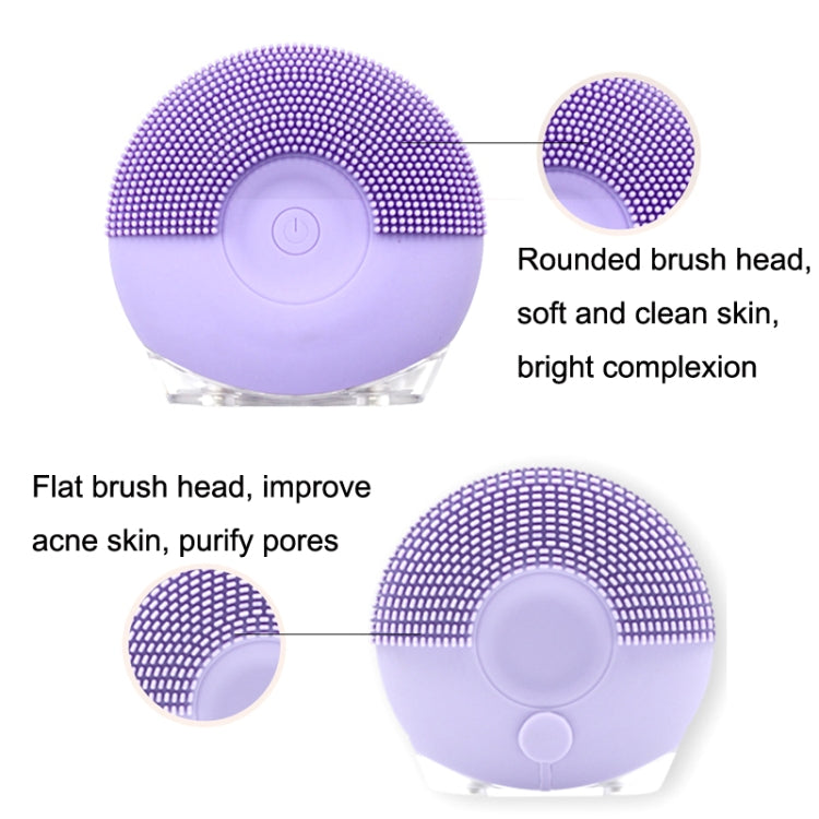 Silicone Sound Wave Vibration Massage Cleansing Bristles Pore Cleaning Beauty Brush, Rose Red, Pink, Lemon Yellow, Light Purple, Green, Blue