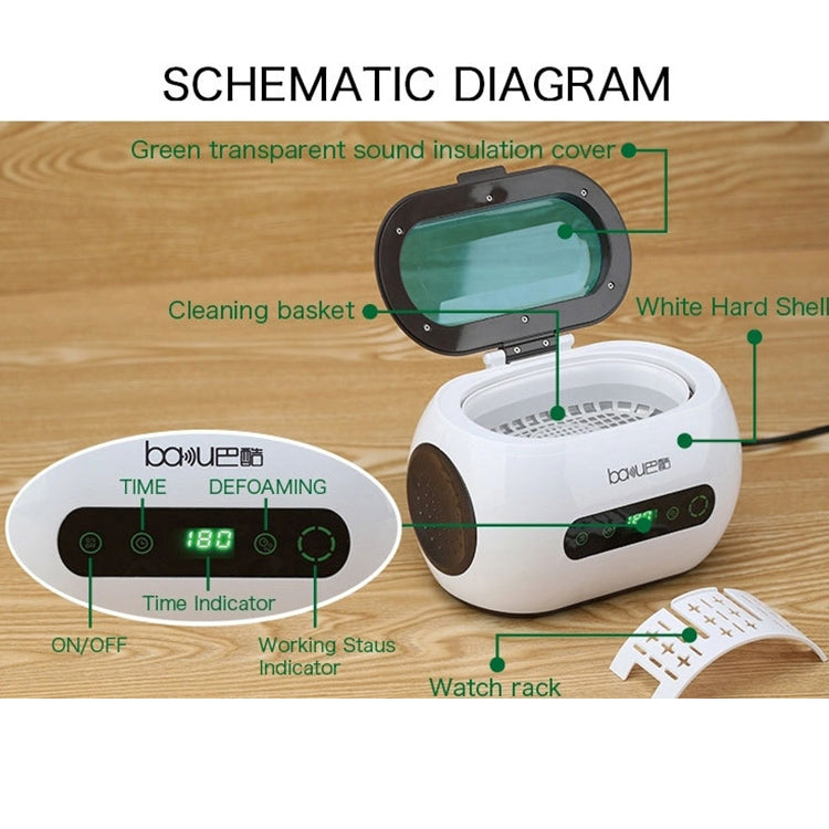 baku BA-3060 110V Household Glasses Jewelry Cleaning Tools Ultrasonic Cleaning Machine, US Plug, US Plug