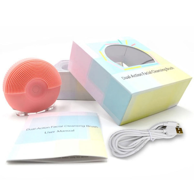 Silicone Sound Wave Vibration Massage Cleansing Bristles Pore Cleaning Beauty Brush, Rose Red, Pink, Lemon Yellow, Light Purple, Green, Blue